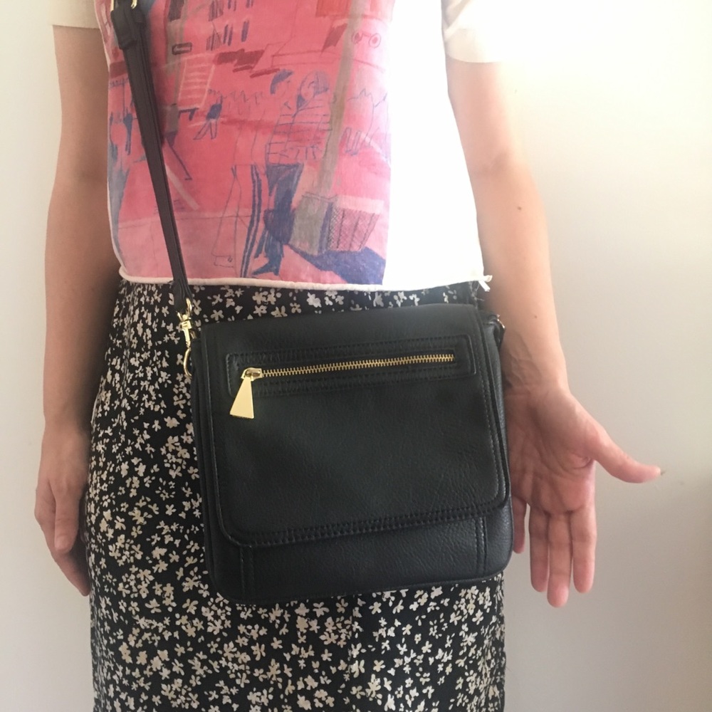 Black leather crossbody purse by Liz Claiborne